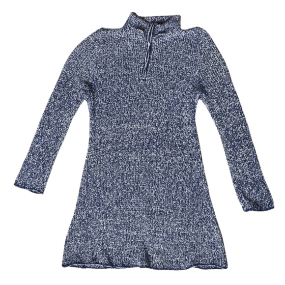 Dresses & Skirts - Blue and White Knit Long Sleeve Mini Dress Size S/M